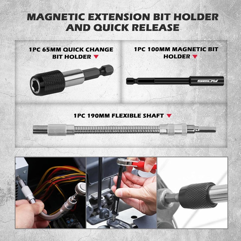 SEDY 260-Piece Ultimate Precision Screwdriver Bit Set, Premium Security Bit Set Includes Magnetic Security Bits, Nut Driver, Ratchet Wrench and Bits Holder - Image 5